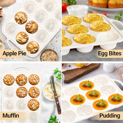 FUNBAKY Silicone Muffin Pan with Metal Frame, Nonstick 12 Cups Regular Size Silicone Muffin Tin for Oven Baking Easy to Move with Handle BPA Free - size: Regular 12-Cup: 1pc