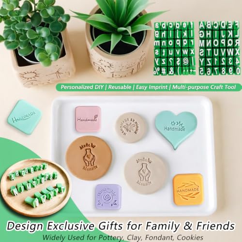 74Pcs Clay Letter Stamps Set, Reusable Polymer Clay Impression Molds
