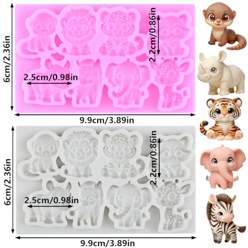 Lion Giraffe Elephant Silicone Mold Monkey Tiger Zebra Fondant Mold