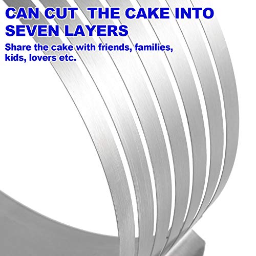 2 Pack Cake Slicer, Stainless Steel Cake Cutter Leveler 7-Layer 6-8 inch and 9-12 inch Adjustable Cake Ring Molds for Baking, Cutting and Slicing Cakes - Silver