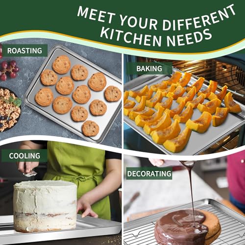 Baking Sheet with Cooling Wire Rack Set, Stainless Steel 2 Pans + 2 Racks - size: 12 inch