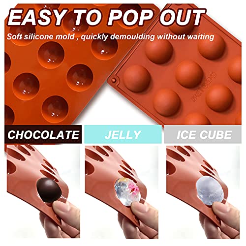 Lerykin Small 15-Cavity Semi Sphere Silicone Molds Non-Stick,2 Packs Half Sphere Silicone Baking Molds for Making Jelly, Chocolates and Cake - color: 15-Cavity Small (2 Pack)
