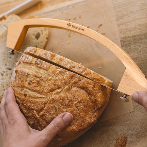 Bread Knife for Homemade Bread 17" Wooden Sourdough Bread Knife - 2 Blades - color: Yellow