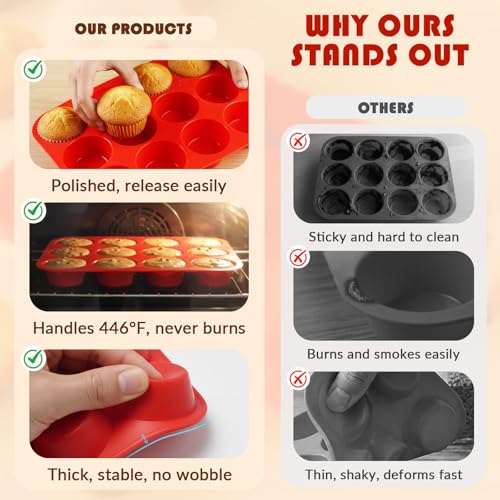 HKNMTT 2Pcs Silicone Muffin Pans for Baking 12Cups BPA-Free Egg Bites Mold - style: Muffin Pans 2PCS