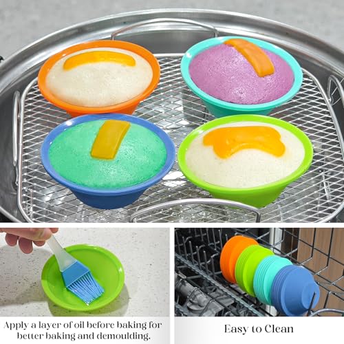 Webake 24 Pcs Platinum Silicone Puto Molder Filipino Medium-Size, 2.75" Reusable Puto Baking Cup for Steamer, BPA-Free & Non-Stick, Plastic Replacement Baking Cup, Great for Bite-Size Muffin, Tart - size: 2.75"