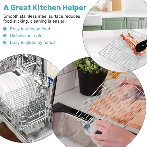 TeamFar Cooling Rack, 8.75” x 6.25” Stainless Steel Wire Baking Rack, 2PCS - size: 8.75"*6.25"