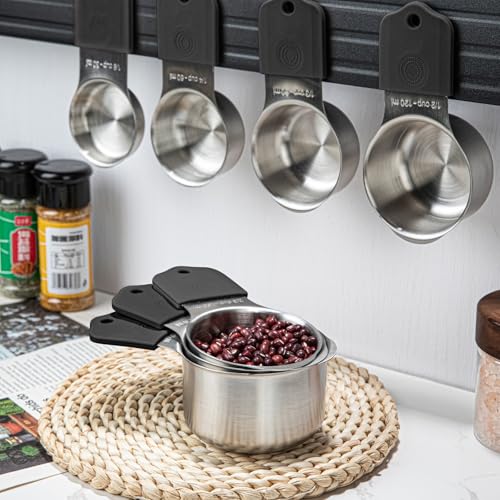15-Piece Magnetic Measuring Cups and Spoons Set with Leveler, Black - color: Black