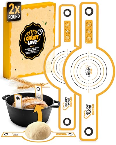 CRUSTLOVE 2-Pack Silicone Bread Slings for Safe Lifting from Dutch Ovens