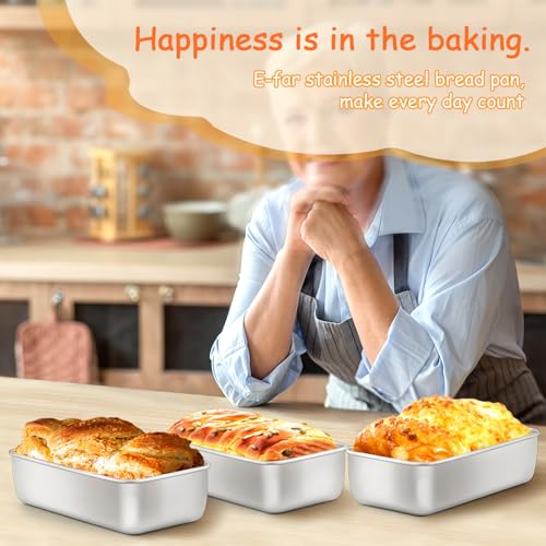 E-far Loaf Pan for Baking Bread, 9 x 5 Inch Stainless Steel Bread Pan, 2PCS - size: 9''x5''
