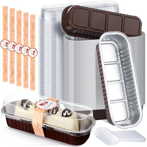 Tioncy 100 Pcs Mini Loaf Pans with Lids Spoons, Classic - style: Classic