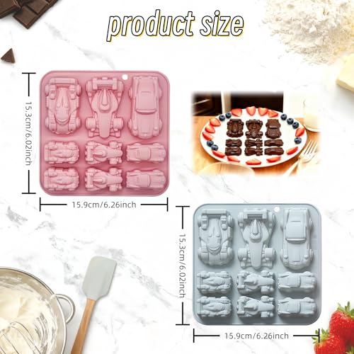 XIMEO Race Car Silicone Molds, 2 Pack, for Chocolate, Candy & Gummy - color: Racing Car Theme