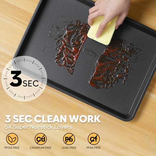 2 Pack Half Sheet Pan 17.3” x 13.1”, Cookie Sheets for Baking 0.8mm Thick Non Stick Baking Sheets for Oven Heavy Duty Baking Trays - size: 17.3 ×13.1 ×1 inch