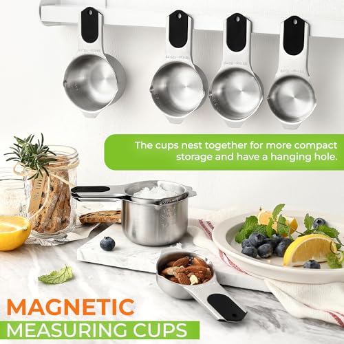 Spring Chef Magnetic Stainless Steel Measuring Cups Set of 7 Patented Black - color: Black