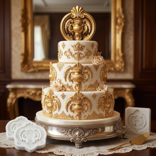 Baroque Silicone Molds Curlicues Scroll Relief Lace Fondant Mold - color: Style I