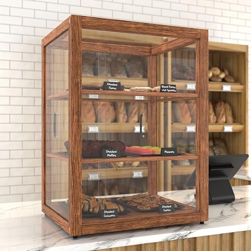 KoolMore 21 in. Upright Dark Wood Countertop Dry Bakery Display Case, Bread, Cake and Pastry Display with Tempered Glass - color: Dark Wood, size: 21 in.