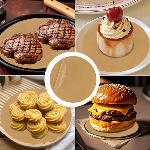 220pcs 4 inch Unbleached Parchment Paper Sheets for baking, Burger Patty Parchment Paper Rounds, Heavy Duty Precut Brown Non-Stick liners for Separating Patties, Bread, Tortilla Wrapping - size: 4inch-220pcs