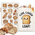 Funny Sourdough Baker Gifts Beeswax Bread Bags 2 Pack XL 13x17in - color: Funny Bread - Live Love Loaf