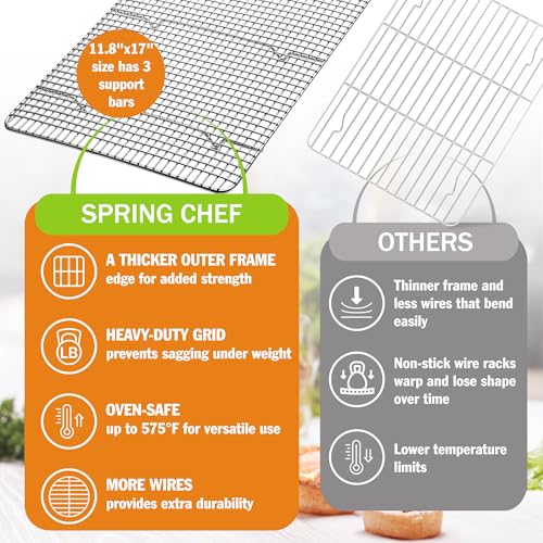 Spring Chef 11.5" x 16.5" Stainless Steel Cooling Rack for Baking, Set of 2 - size: 11.5"x16.5", style: 2 Pack