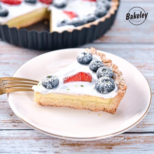 8-Inch Non-Stick Round Tart Pan with Removable Loose Bottom, Quiche Pan for Oven Baking (Black) - size: 8" Round (Black)