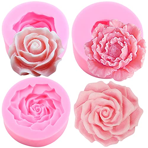 ZiXiang Bloom Rose Flower Silicone Mold Peony Flower Fondant Molds Set Of 3 - color: Style A