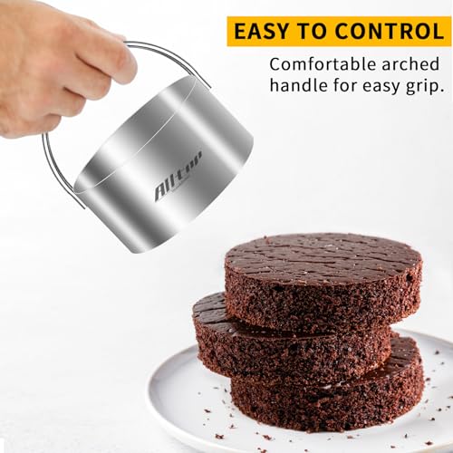 ALLTOP Round Biscuit Cutters with Handle, Stainless Steel, 5 Pcs - style: Round Plain