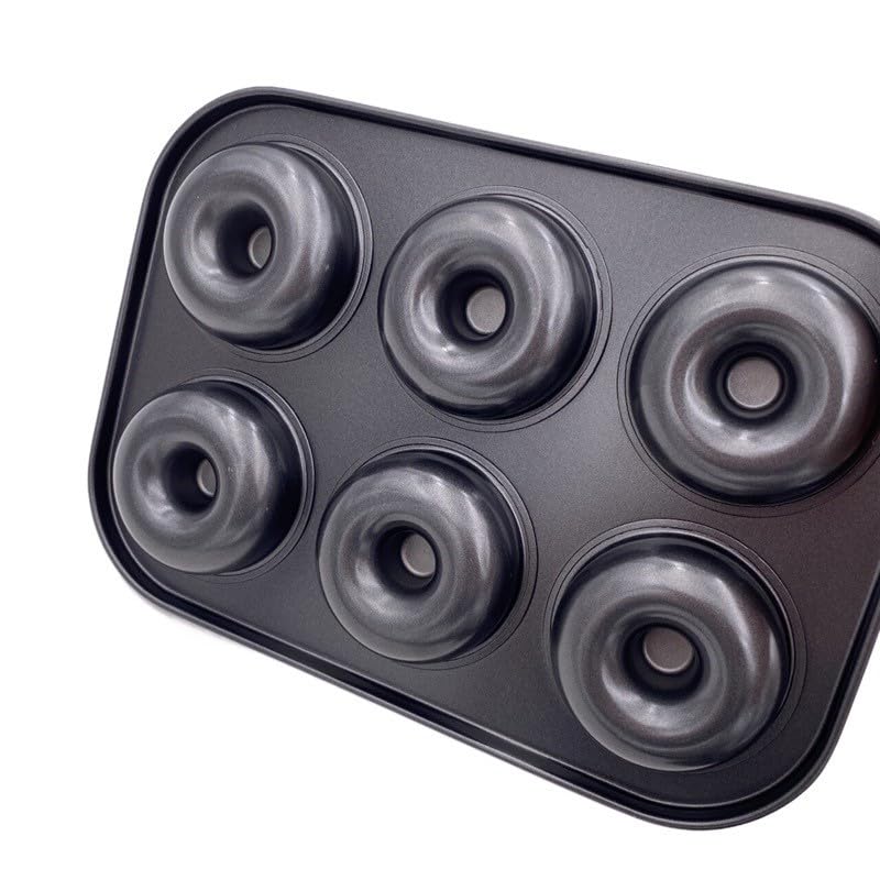2 Pack Donut Pans, Premium Carbon Steel 6-Cavity Non-Stick Donut Mold, Perfect Baking Pans for Bagels Biscuit Cake, Dishwasher Oven Safe
