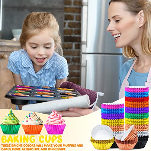 Vesici 1000 Pcs Foil Cupcake Liners for Baking Standard 2in, Various Color