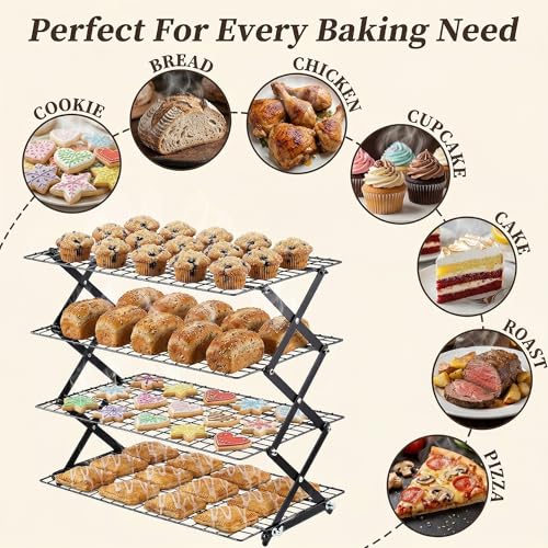 4-Tier Cooling Racks for Baking & Cooking,Collapsible,10" x 16.7"
