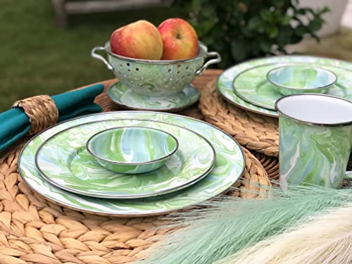 Golden Rabbit Enamelware Nested Mixing Bowls with Lids, Set of 3, Modern Monet - color: Modern Monet