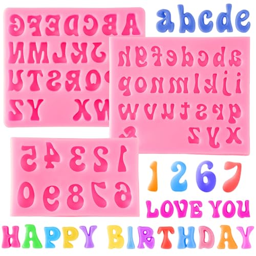 3 PCS Letter Molds for Chocolate, Silicone Alphabet Mold and Numbers Molds - size: 3pcs-Letter
