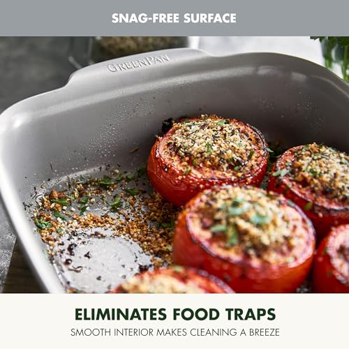 GreenPan Premiere Ovenware Healthy Ceramic Nonstick 8" Square Cake Baking Pan, Cast Aluminum Bakeware, Warp-Free, Oven and Broiler safe to 600F, Dishwasher Safe, PFAS-Free, Gray - color: Gray, size: 8" Square Cake Pan