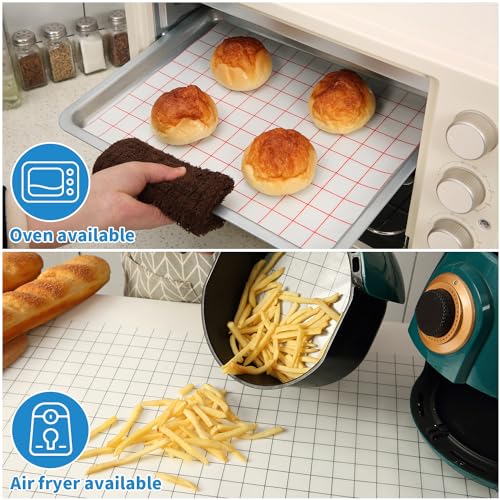 Silicone Baking Mat Roll 16IN*5FT Free Cutting, Non-Slip Pastry Mat, Non-Stick Reusable Air Fryer Liner, Oven Liners, Counter Mat, Freeze Dryer Mat, Easily Cut to Size Fit All Ovens Pans Tins Dishes - color: White Blue Line, size: 60"L x 16"W