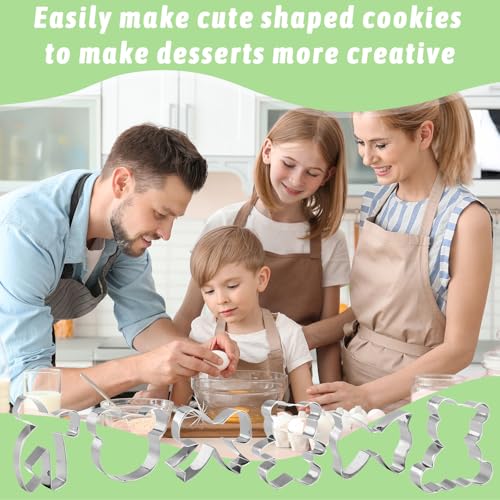 FYSUIMU 6Pcs Bear Bow Cookie Cutter Cute Bear Face Bowknot Biscuit Cutter Stainless Steel Cookie Cutting Molds for Birthday Baby Shower DIY Crafts Baking Supplies