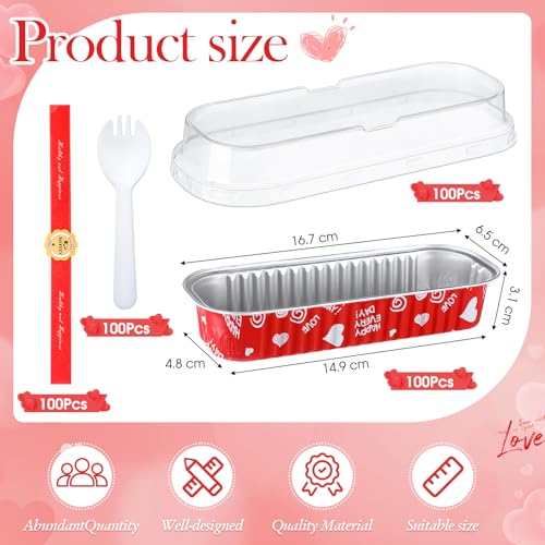 Tioncy 100 Pcs Mini Loaf Pans with Lids Spoons, Heart - style: Heart