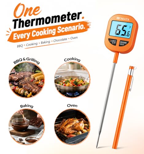 BOMATA Digital Food Thermometer, IPX6 Waterproof, 1-3 Sec Fast Read - size: 5"