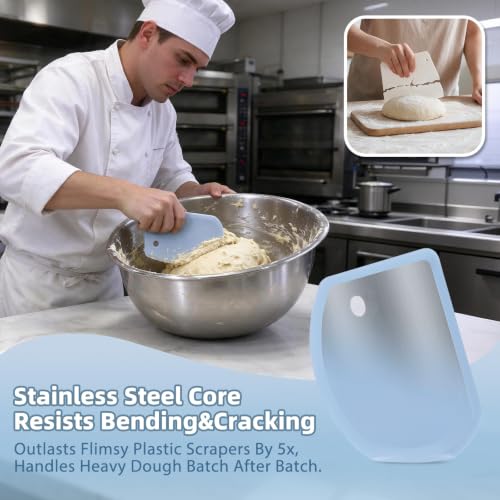 Silicone Dough Scraper with Metal Core Flexible Bowl Scraper Bread Baking - color: Blue