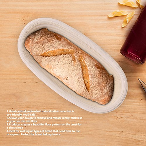 Oval Banneton Proofing Basket 28 x 14 x 8 cm Handmade Cane