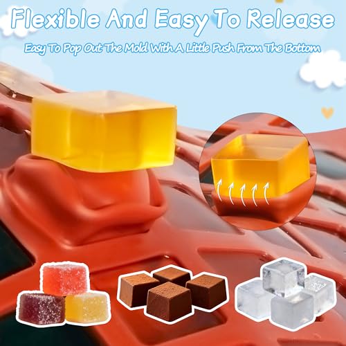 3Pcs 126-Cavity Square Hard Candy Molds Silicone for Candy, Mini Square Silicone Molds for Caramels, Gummy, Chocolate, Ice Cubes - color: 126-Cavity Square