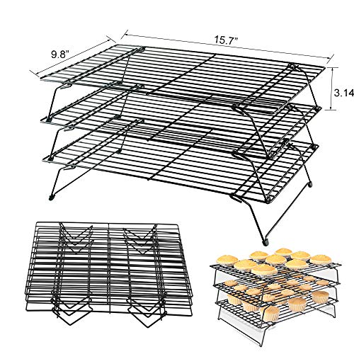 3 Tier Cooling Rack, Stackable Baking Rack Shelf, Kitchen Cookie Rack Baking Supplies for Bread Cake Biscuits and More
