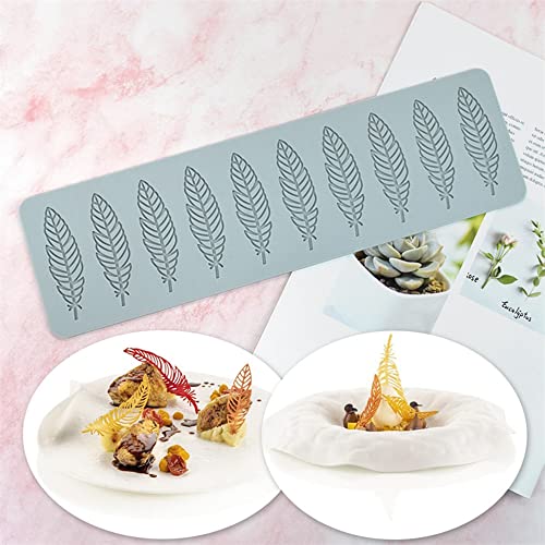 Chocolate Silicone Molds 3D Hollow Feather Leaf Fondant Mold Geometric Shaped Candy Mold Cupcake Cake Topper Sugar Craft Cake Decoration (C_13.4 * 3.92 * 0.12inch) - size: C_13.4*3.92*0.12inch