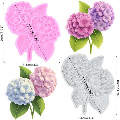 Hydrangea Flower Fondant Mold Flower Silicone Molds Set Of 2 - color: Style A