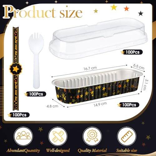 Tioncy 100 Pcs Mini Loaf Pans with Lids Spoons, Star - style: Star