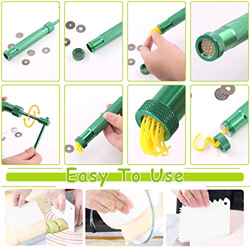 Keadic 37 Pieces Green Clay Fondant Extruder Cake Decorating Supplies Sugar Modeling Tool Set, Clay Extruder Gun with 20 Tips Sugar Extruder Disks & Ball Stylus Dotting Tool - color: Green