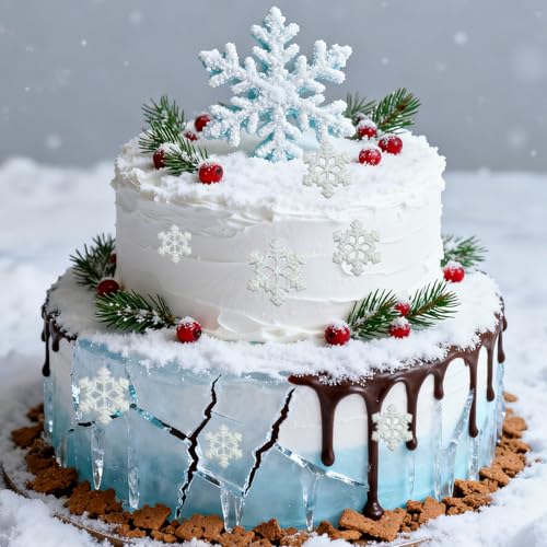 2 Pcs Snowflake Silicone Mold Winter 3D Snowflake Chocolate Mold