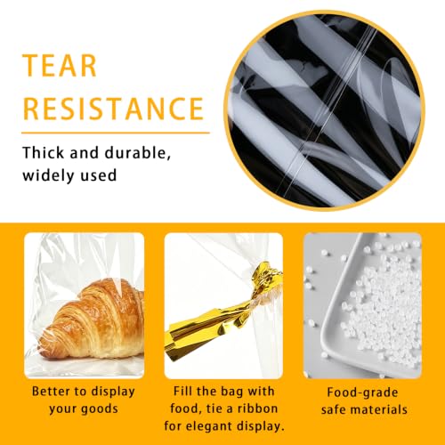 Nobranded 200 pcs Clear 5" x 7" Flat Cello Cellophane Bags Poly Treat Bags 2.8 mils for Gift Wrapping, Bakery, Cookie, Candies, Toast, Dessert, Party Favors Packaging with Color Twist Ties!… - size: 5x7 Inch (Pack of 200)