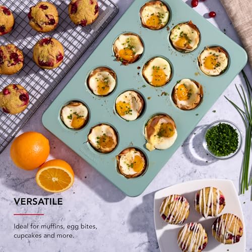 KitchenAid Nonstick Aluminized Steel Muffin Pan, Dishwasher Safe, 12 Cup, Cardamom - color: Cardamom, size: 12 Cup