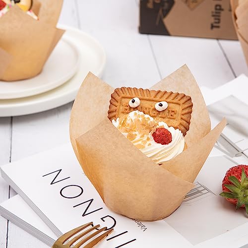 Bake Choice 100pcs Extra Large Natural Tulip Cupcake Liners, 65GSM Paper - color: Natural