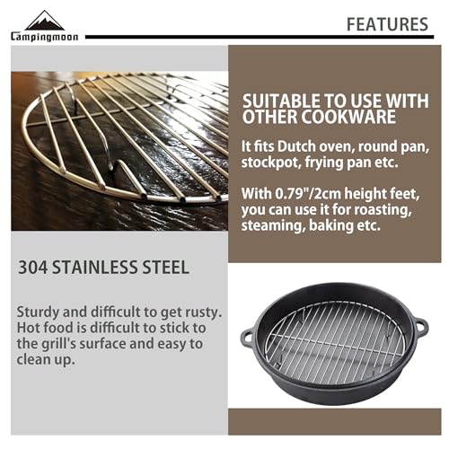 CAMPINGMOON 2pcs Round round cooling rack 304 Stainless Steel Cooking Grid Grill (φ9.5 inches, W24-2P) - color: φ9.5 inches, W24-2P