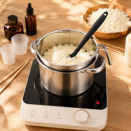 ZENFUN Double Boiler Pot Set with Silicone Spatula, 2000ML/1.8QT Chocolate Melting Pot with 2800ML/2.54QT Stainless Steel Pot, Candy Melting Pot, Chocolate Melter for Butter, Caramel, Cheese, Wax,