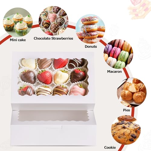 Cookie Boxes with Window, Pack of 20, 9x6x2.5 Inches - size: 9x6x2.5 inches